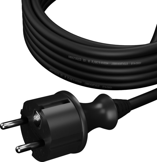 AWTools Καλώδιο Τροφοδοσίας 3m 3x1.0mm H05VV-F, Μαύρο - Μη Αποσπώμενο για Οικιακή Χρήση