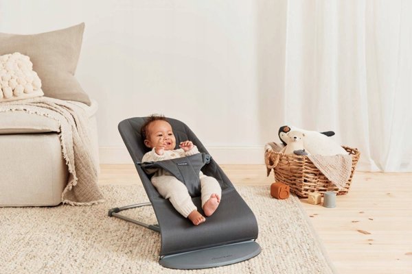 BabyBjorn BABYBJORN bouncer BLISS Βαμβάκι + ξύλινο παιχνίδι, ανθρακί, 606126 14235768 7317686061267