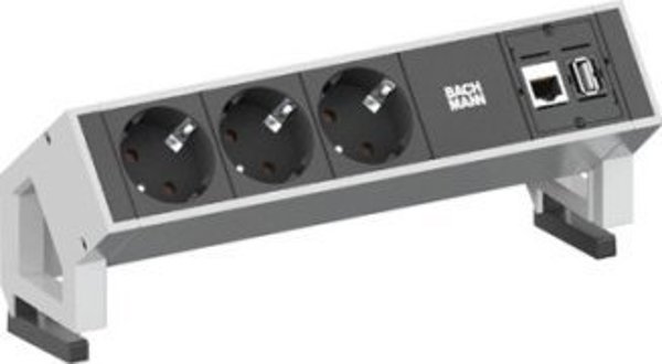 Bachmann BACHMANN DESK2 3x γειωμένη πρίζα, 1x CAT6 1x USB3 λευκό