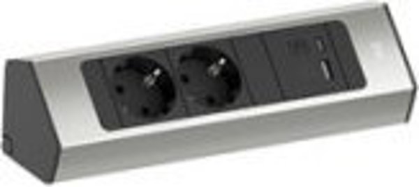 Bachmann BACHMANN CASIA 2 2xCEE7/3 1xUSB A/C 22W 2.0m AEH με εμφάνιση από ανοξείδωτο χάλυβα