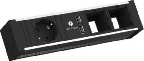 Bachmann BACHMANN VENID 2x πρίζα με γείωση, 2x ABD 1x φορτιστής USB, μαύρο