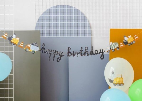 Μπανερ Happy birthday Οχήματα κατασκευής 2μ
