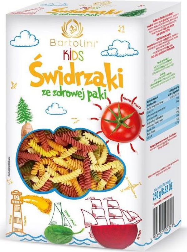 Bartolini Ζυμαρικά για Παιδιά Σβιδράκια Πέντε Γεύσεων, Βιολογικό Σιμιγδάλι Σκληρού Σίτου, 250g