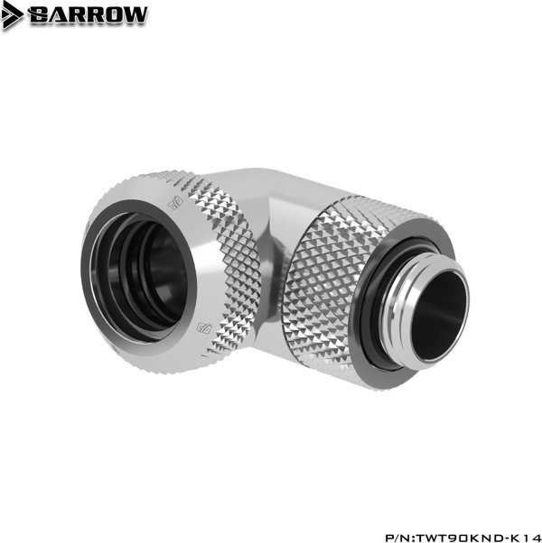 Προσαρμογέας Barrow Barrow Multi-Link Σύνδεση 90 Μοίρες G1/4 Ίντσας AG σε 14mm AD Hardtube - περιστρεφόμενος, ασημί