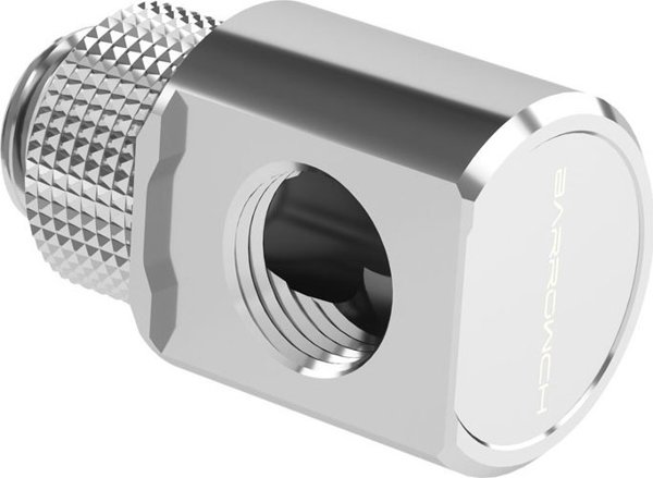 Προσαρμογέας Barrow 90 Μοιρών G1/4" AG σε G1/4" IG, Περιστρεφόμενος, Ασημί