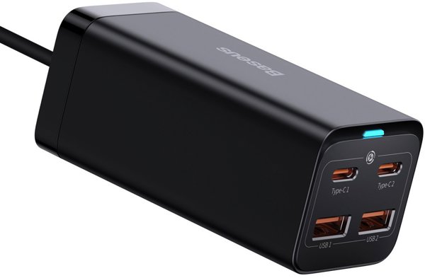Φορτιστής Baseus Φορτιστής τοίχου Baseus GaN3 Pro 2xUSB-C + 2xUSB, 100W (μαύρη)
