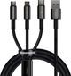 Καλώδιο USB Baseus USB-A - USB-C + microUSB + Lightning 1.5 m Μαύρο (CAMLTWJ-01)