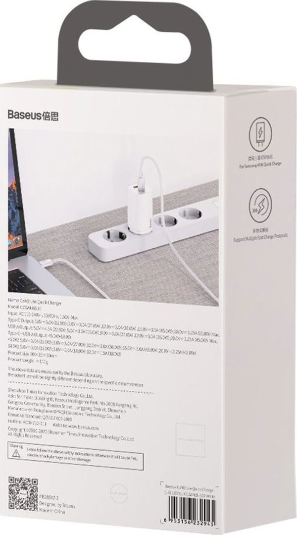 Baseus Φορτιστής Χωρίς Καλώδιο με Θύρα USB-A και Θύρα USB-C Λευκός (CCGAN2L-B02) (BASCCGAN2L-B02)