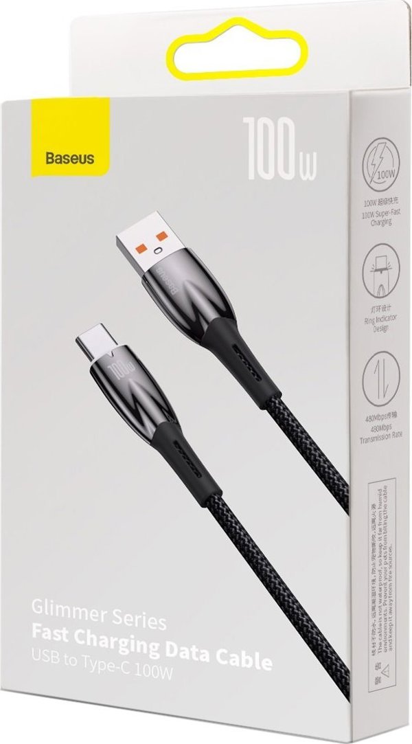 USB cable for USB-C Baseus Glimmer Series, 100W, 1m (Black)