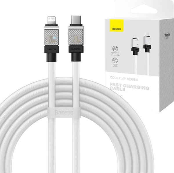 Καλώδιο USB Baseus USB-C - Lightning 2 m Λευκό (CAKW000102)