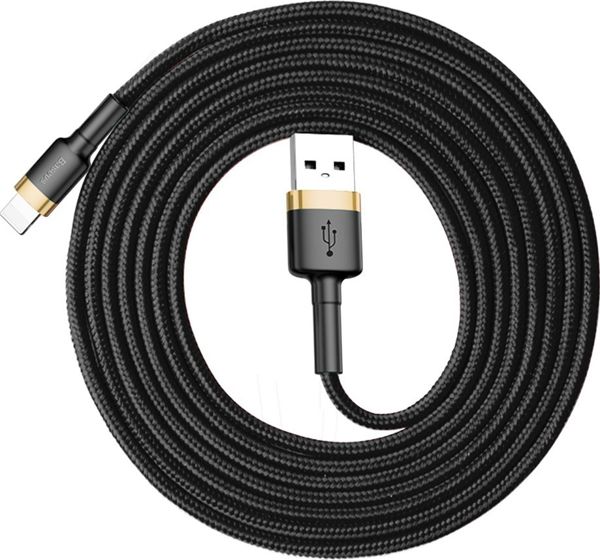 Καλώδιο USB Baseus USB-A - Lightning 2 m Μαύρο-Χρυσό (CALKLF-CV1)