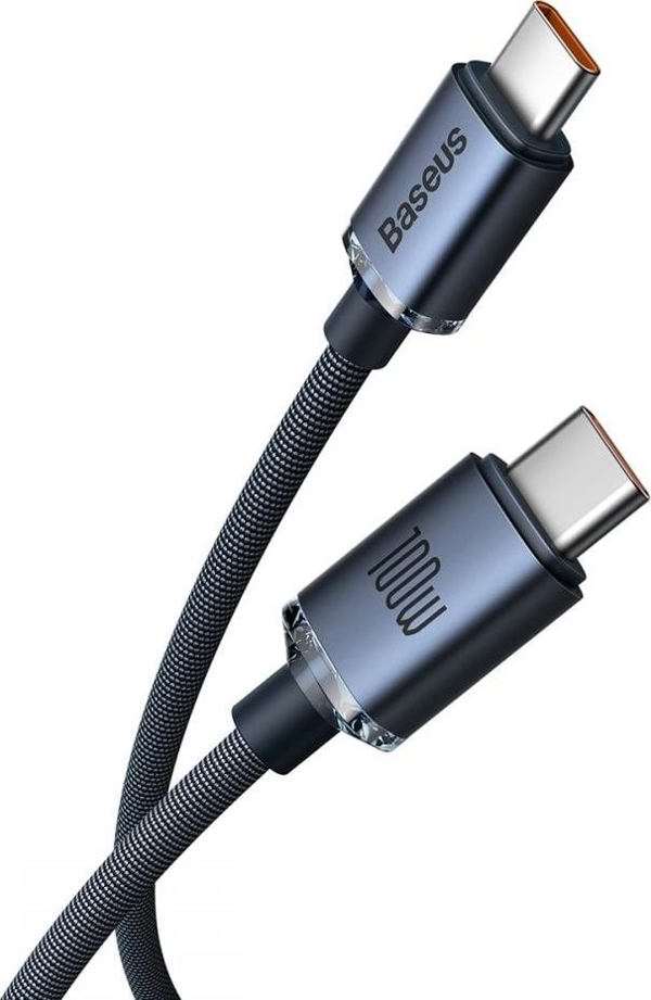 Baseus Crystal Shine Braided USB 2.0 Cable USB-C male - USB-C male Μαύρο 1.2m (CAJY000601) (BASCAJY000601)