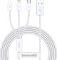 USB cable 3in1 Baseus Superior Series, USB to micro USB / USB-C / Lightning, 3.5A, 1.2m (white)