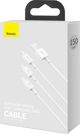USB cable 3in1 Baseus Superior Series, USB to micro USB / USB-C / Lightning, 3.5A, 1.2m (white)