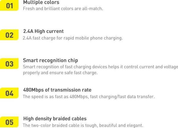 Baseus Crystal Shine Braided USB 2.0 Cable USB-C male - USB-A male Μαύρο 2m (CAJY000501) (BASCAJY000501)