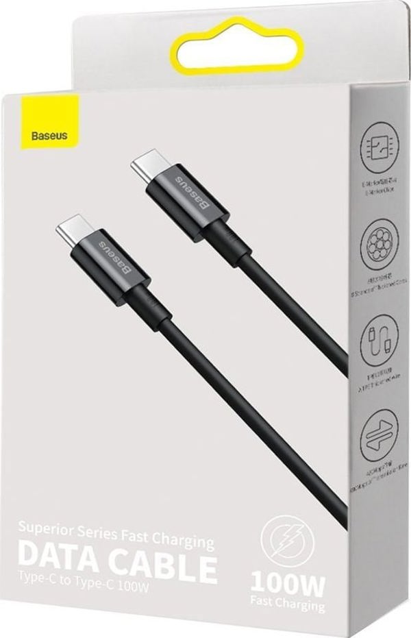 Καλώδιο USB Baseus USB-C - USB-C 1 m Μαύρο (BSU2848BLK)