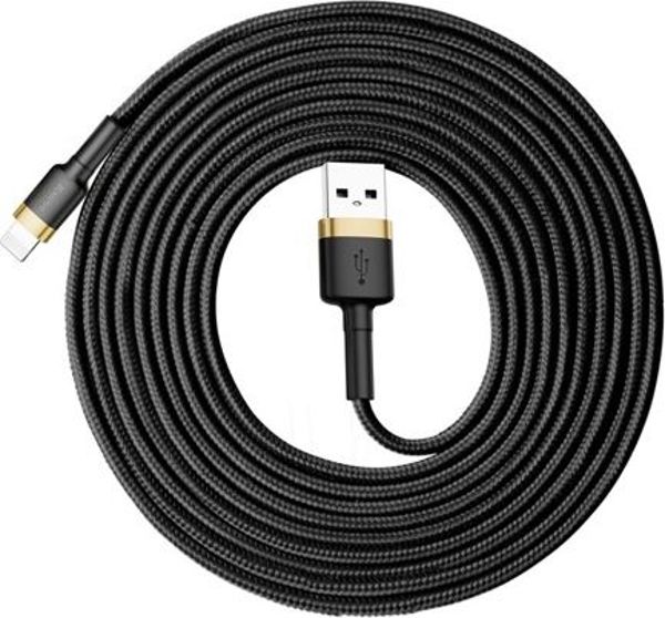 Baseus Lightning Cafule Cable 2A, 3m Gold/Black (CALKLF-RV1) (BASCALKLF-RV1)