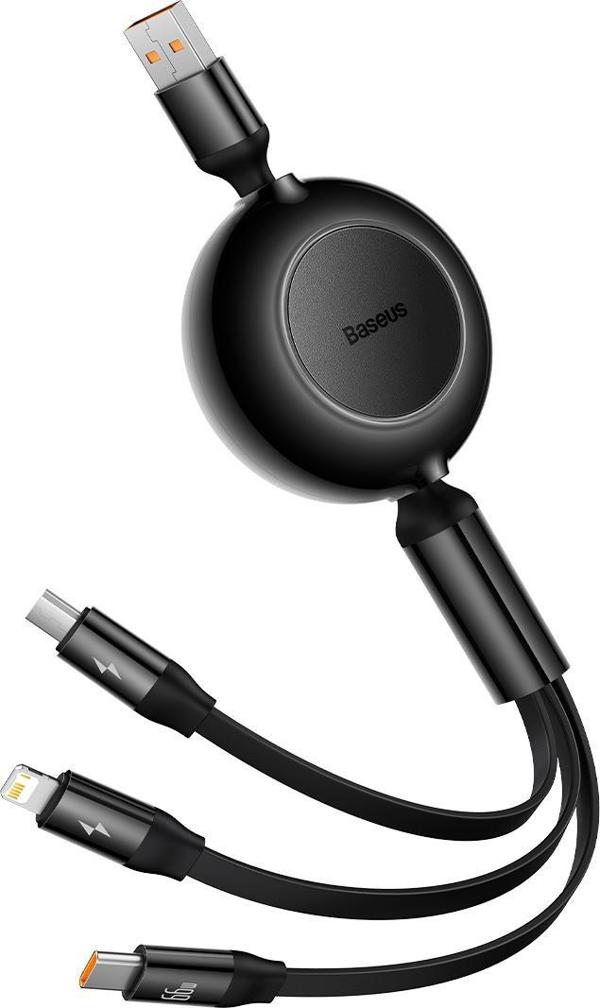 Καλώδιο USB Baseus USB-A - USB-C + microUSB + Lightning 1.1 m Μαύρο (BSU3355BLK)