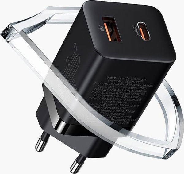 Baseus Φορτιστής Χωρίς Καλώδιο με Θύρα USB-A και Θύρα USB-C 30W Power Delivery Λευκός Super Si Pro (CCSUPP-E02) (BASCCSUPP-E02)