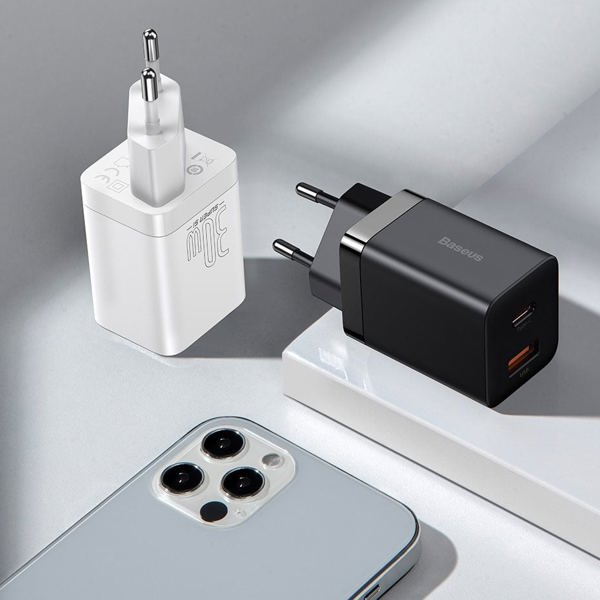 Baseus Φορτιστής Χωρίς Καλώδιο με Θύρα USB-A και Θύρα USB-C 30W Power Delivery Λευκός Super Si Pro (CCSUPP-E02) (BASCCSUPP-E02)