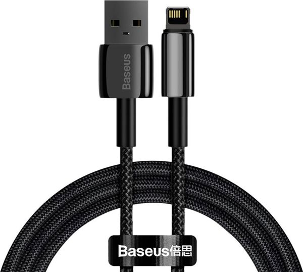 Baseus Tungsten Gold Cable USB To Ip 2.4a 1m Black (CALWJ-01) (BASCALWJ-01)
