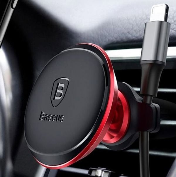 Baseus car holder magnetic with cable clip red new2 air vent 6932172648770