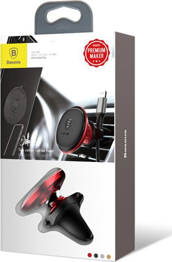 Baseus car holder magnetic with cable clip red new2 air vent 6932172648770