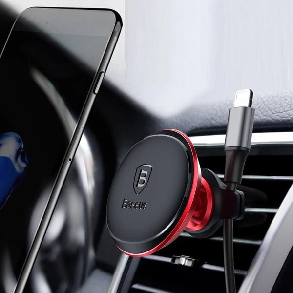 Baseus car holder magnetic with cable clip red new2 air vent 6932172648770