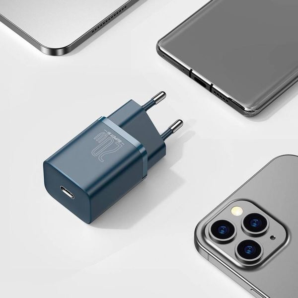 Baseus Φορτιστής Χωρίς Καλώδιο με Θύρα USB-C 20W Power Delivery Μπλε (Super Si) (CCSUP-B03) (BASCCSUPB03)