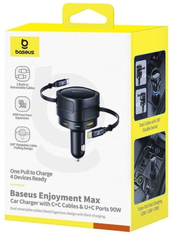 Φορτιστής αυτοκινήτου Baseus PD 2x θύρα USB 90W μαύρο 6932172682606