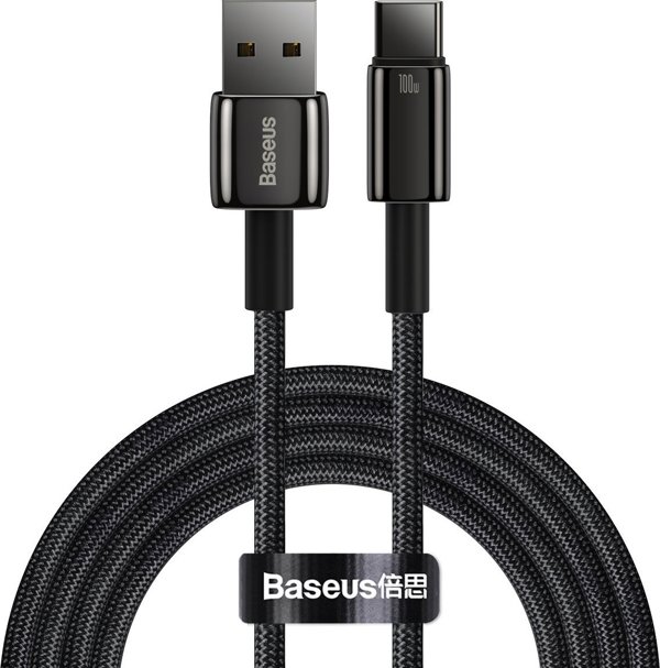 Baseus Tungsten Gold Cable USB to USB-C, 100W, 2m (black)