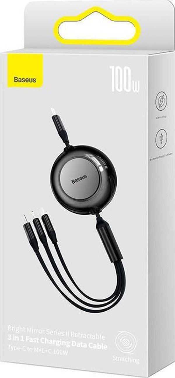Baseus USB-C - USB-C + microUSB + καλώδιο Lightning 1,1 m Μαύρο (CAMJ010201) 11540427 6932172609139