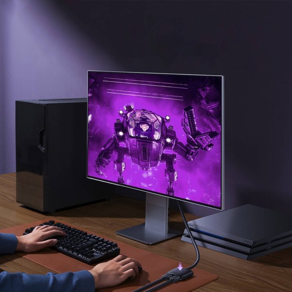 Προσαρμογέας AV Baseus Προσαρμογέας HDMI Baseus 2 σε 1 με καλώδιο 1m (μαύρο)