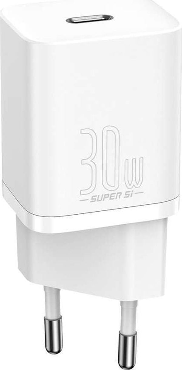 Baseus Φορτιστής Χωρίς Καλώδιο με Θύρα USB-C 30W Power Delivery Λευκός (Super Si) (CCSUP-J02) (BASCCSUPJ02)