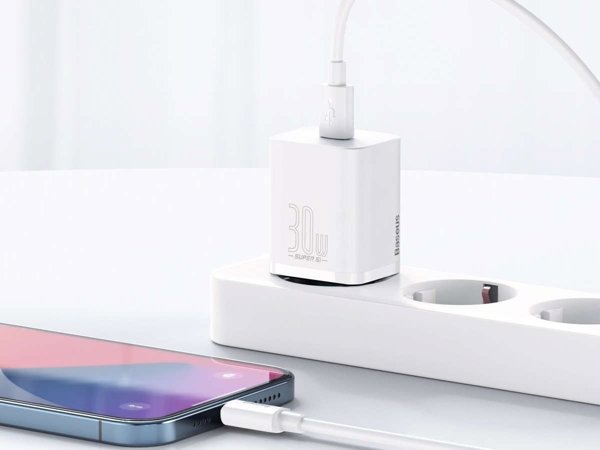 Baseus Φορτιστής Χωρίς Καλώδιο με Θύρα USB-C 30W Power Delivery Λευκός (Super Si) (CCSUP-J02) (BASCCSUPJ02)