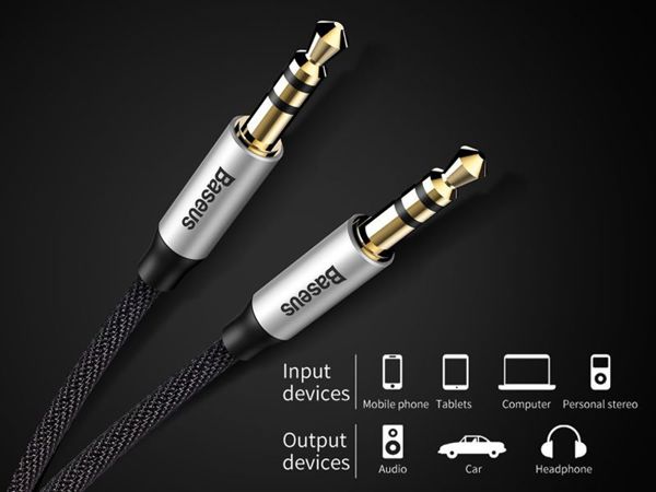 Καλώδιο Baseus Jack 3.5mm - Jack 3.5mm 1m μαύρο (27890-uniw)