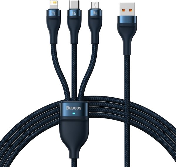Καλώδιο USB Baseus USB-A - USB-C + microUSB + Lightning 1.2 m Μπλε (BSU3888)