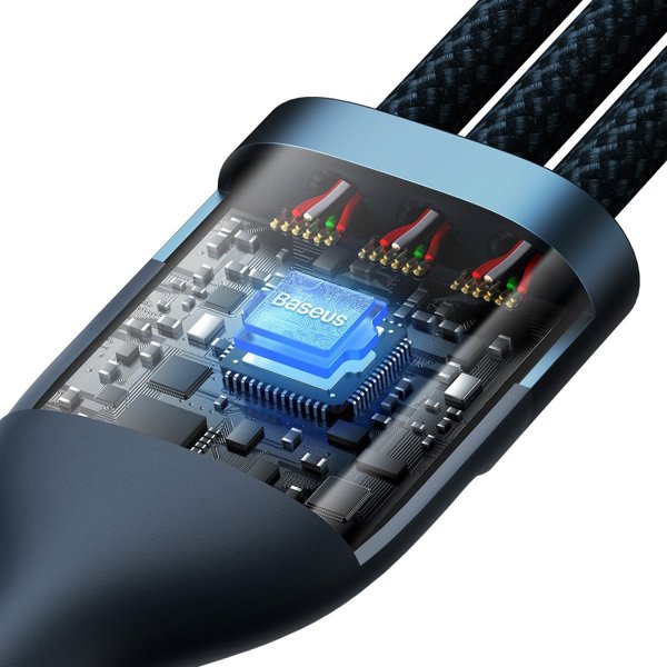 Καλώδιο USB Baseus USB-A - USB-C + microUSB + Lightning 1.2 m Μπλε (BSU3888)