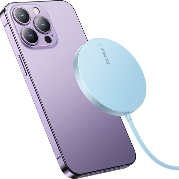 Φορτιστής Baseus Ασύρματος φορτιστής MagSafe Baseus Simple Mini3 Qi 15W μπλε