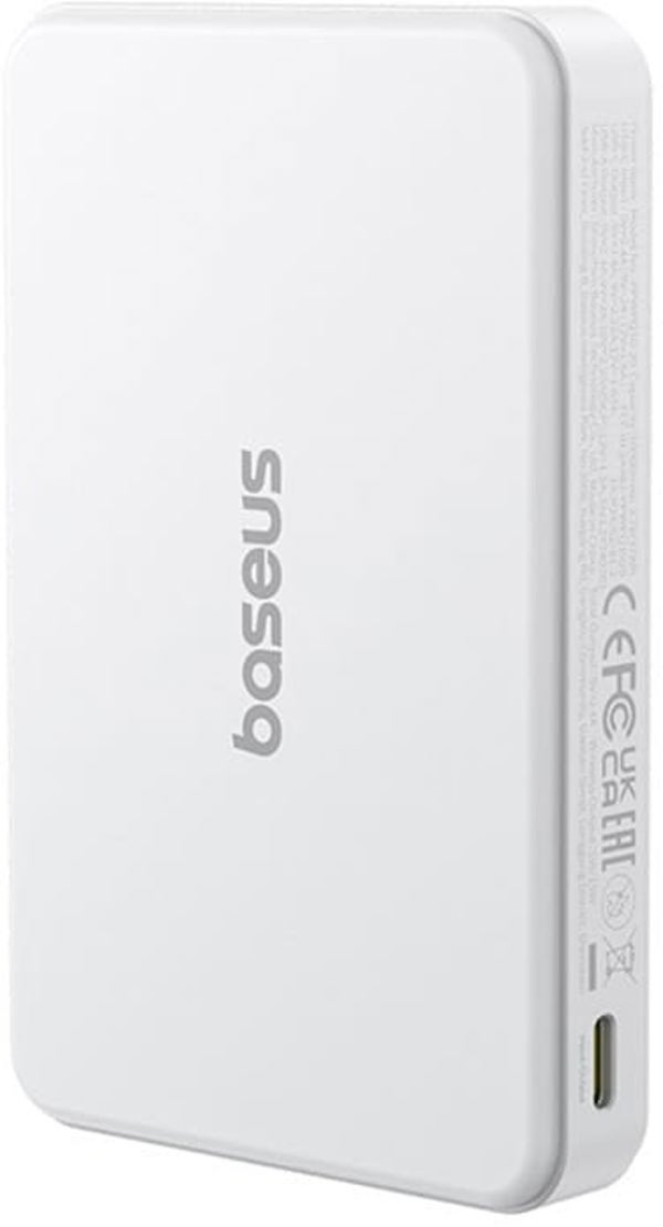Powerbank Baseus Airpow II 10000mAh Qi2 με MagSafe 22,5W με καλώδιο Baseus Simple Series USB-C - USB-C 20V/3A (30cm) - λευκό
