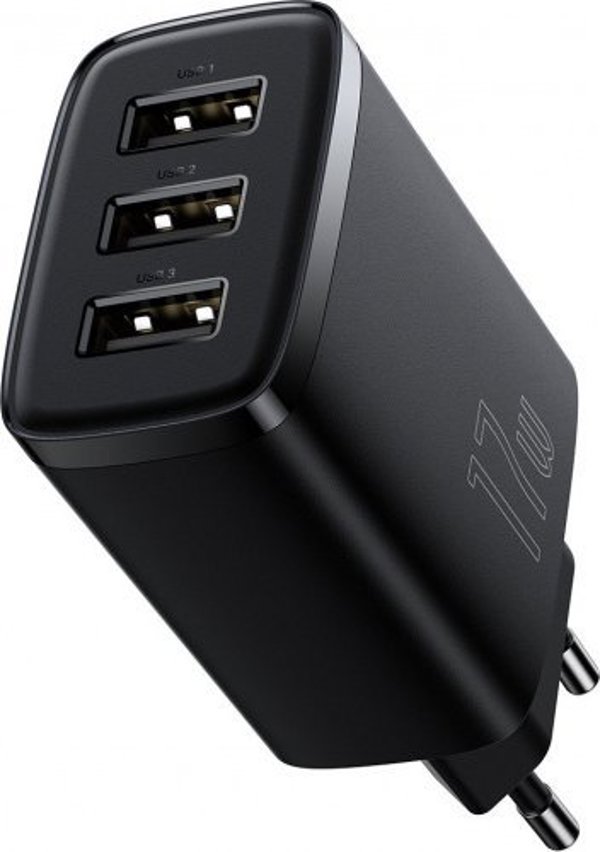 Baseus Φορτιστής Χωρίς Καλώδιο με 3 Θύρες USB-A 17W Μαύρος (CCXJ020101) (BASCCXJ020101)