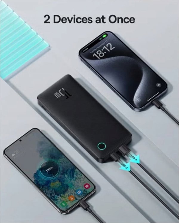 Baseus POWERBANK 10000MAH 15W USB + USB-C ΛΕΥΚΟ