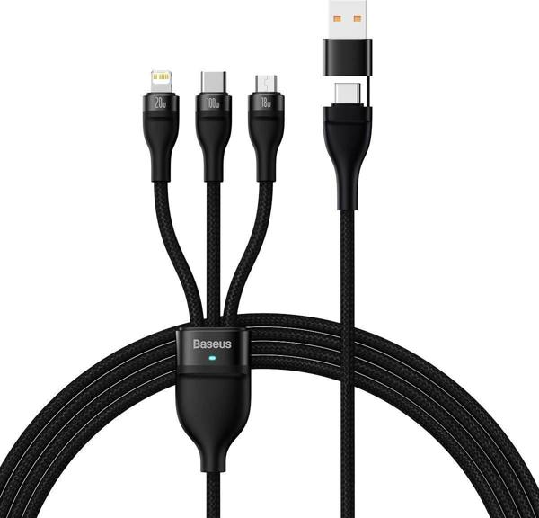 Καλώδιο USB Baseus USB-A + USB-C - USB-C + microUSB + Lightning 1.2 m Μαύρο (CASS030101)