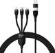 Καλώδιο USB Baseus USB-A + USB-C - USB-C + microUSB + Lightning 1.2 m Μαύρο (CASS030101)