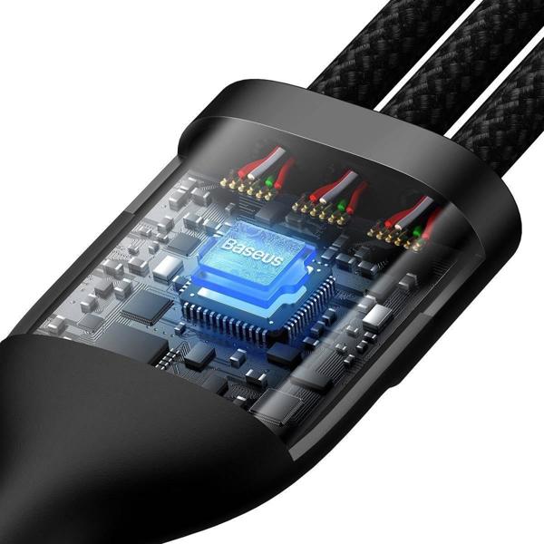 Καλώδιο USB Baseus USB-A + USB-C - USB-C + microUSB + Lightning 1.2 m Μαύρο (CASS030101)