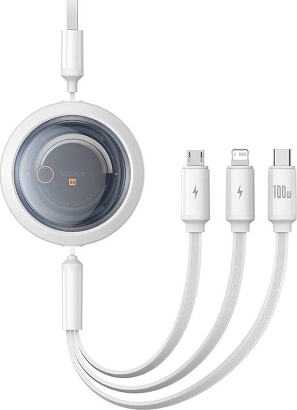 Καλώδιο USB Baseus USB-A - USB-C + microUSB + Lightning 1.1 m Λευκό (P10368700211-02)