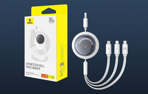 Καλώδιο USB Baseus USB-A - USB-C + microUSB + Lightning 1.1 m Λευκό (P10368700211-02)