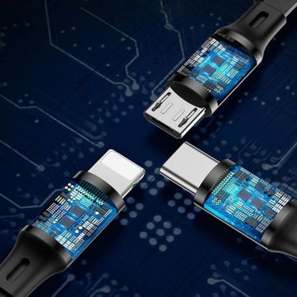 Καλώδιο USB Baseus USB-A - USB-C + microUSB + Lightning 1.2 m Μαύρο (46956)