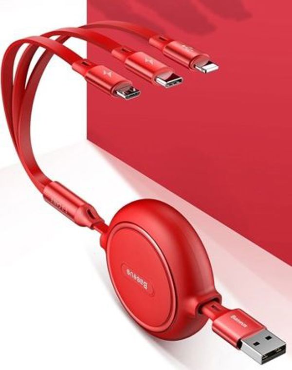 Καλώδιο USB Baseus USB-A - USB-C + microUSB + Lightning 1.2 m Μαύρο (46956)