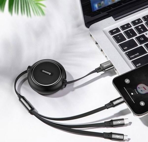 Καλώδιο USB Baseus USB-A - USB-C + microUSB + Lightning 1.2 m Μαύρο (46956)